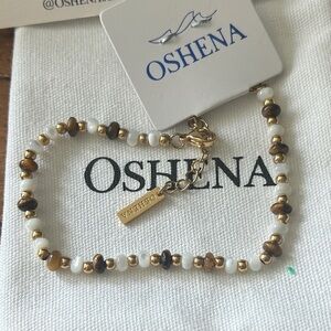 Oshena Designer beachwear Gold and Tiger eye‎ 18K PVD Gold Plated bracelet